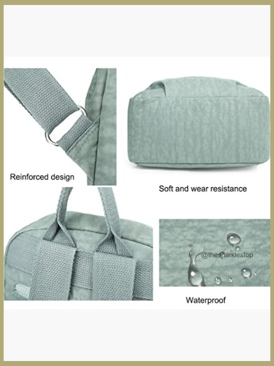 Waterproof Nylon Backpack Multi-Pocket Daypack Adjustable Straps